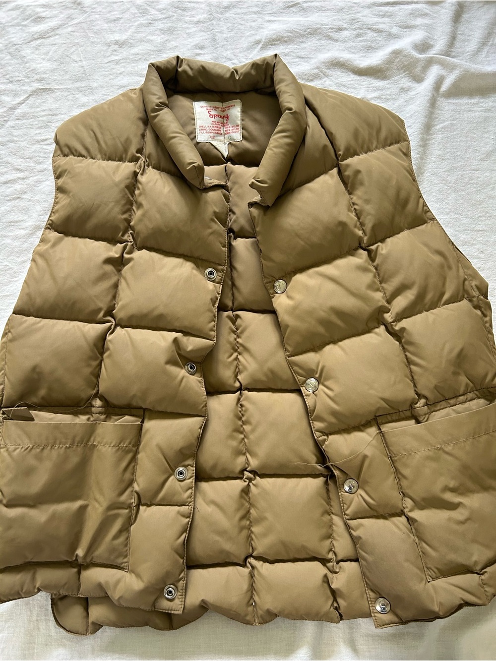 Vintage Quilted Puffer Vest in Khaki